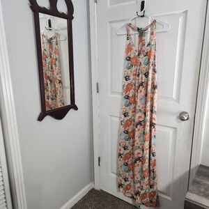 Natural reflections Razor back floral tropical maxi dress island beachy medium